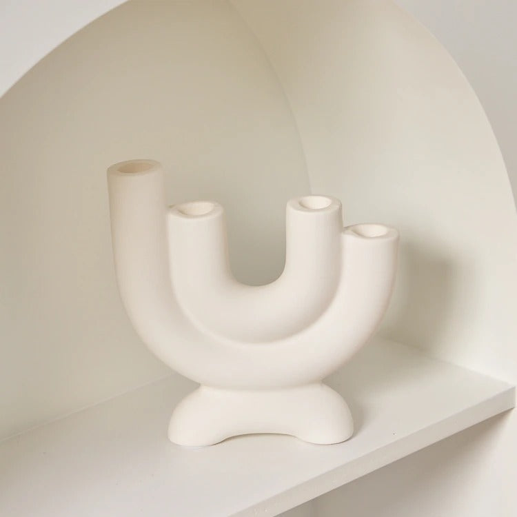 Ceramic candlestick holder ornament