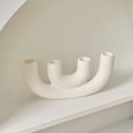 Ceramic candlestick holder ornament, cream-colored, variant 2