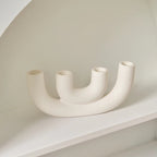 Ceramic candlestick holder ornament, cream-colored, variant 2