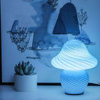 Blue mushroom lamp home decor