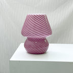 Vintage mushroom lamp with striped glass shade