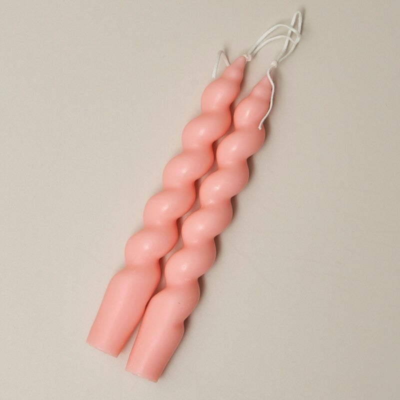 Pink spiral scented candles, 2 pieces