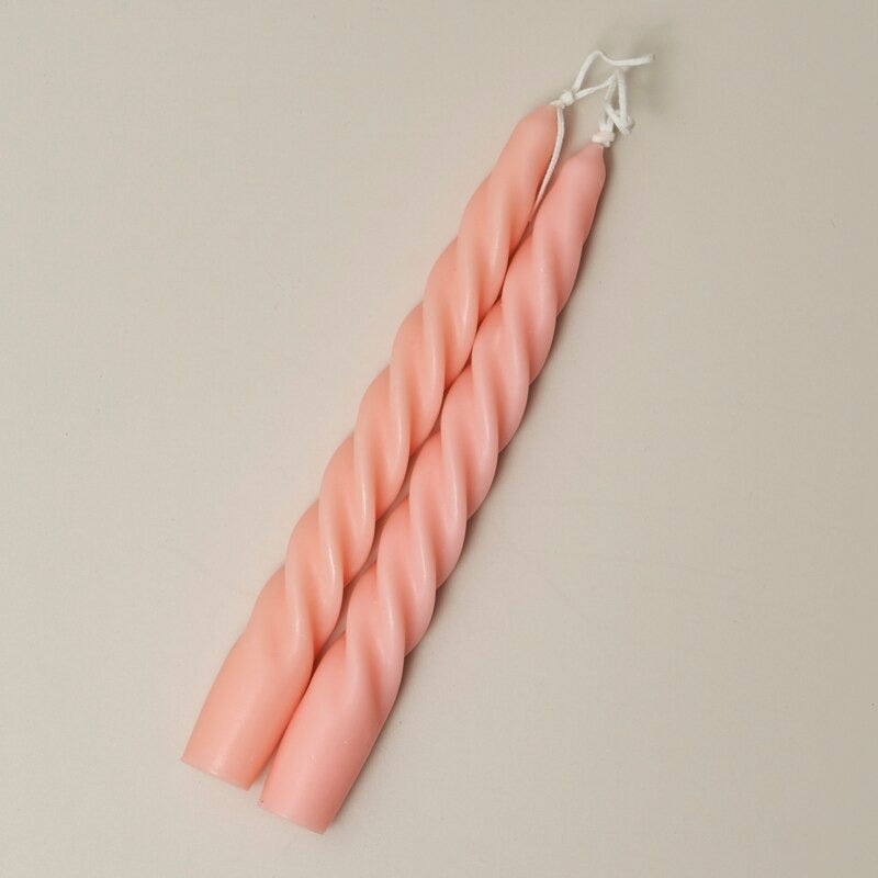 Pink spiral scented candles, 2-piece set