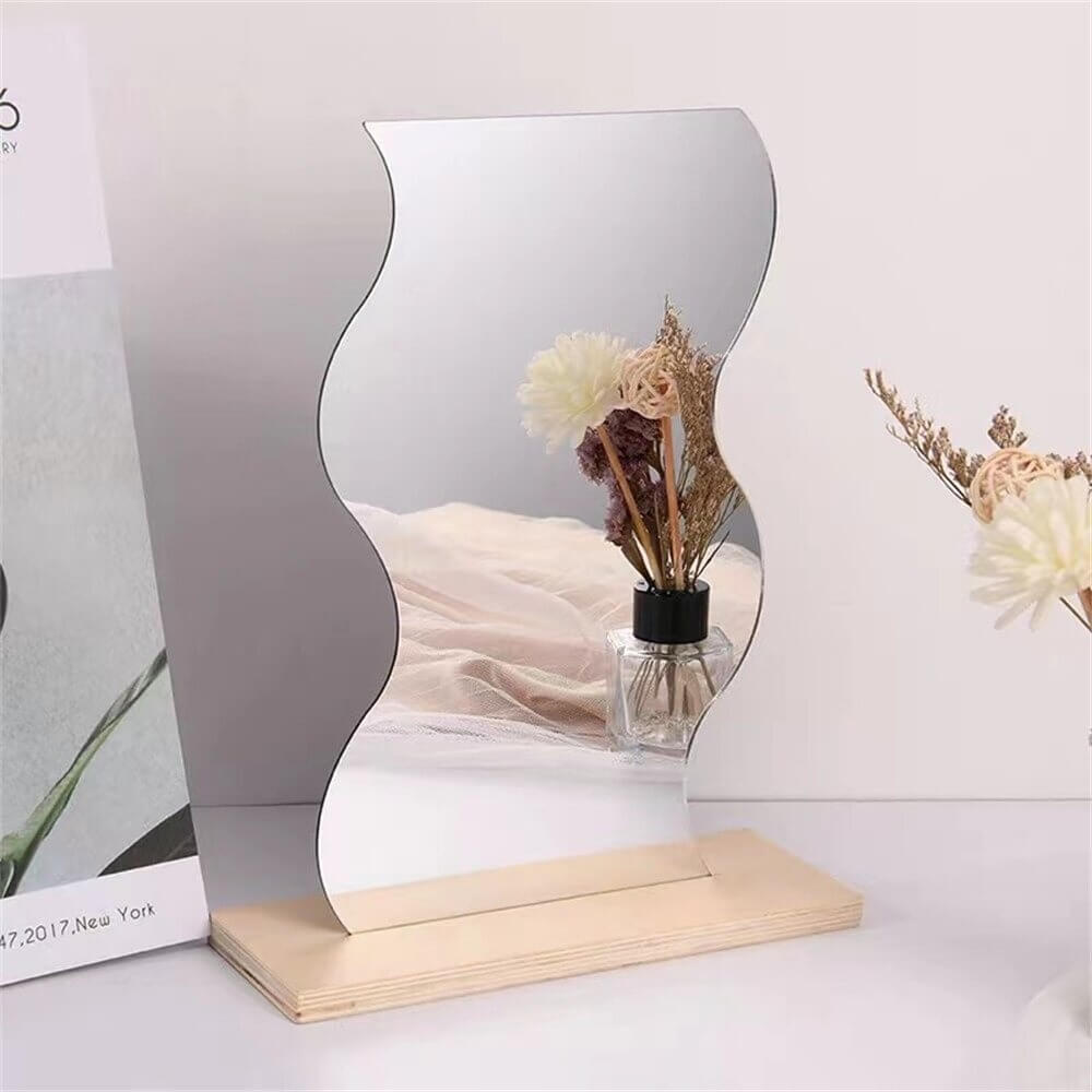 Irregular acrylic deco makeup mirror variant