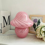 Pink glass mushroom lamp